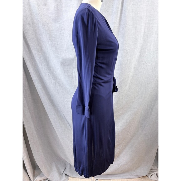 Diane von Furstenberg Navy Julian Wrap Dress 2 Long Sleeve Office Classic DVF - Picture 5 of 8
